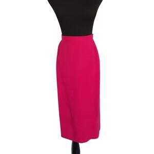 Vintage 90s High Rise Pencil Skirt 100% Wool Bright Pink Womens 16 Secretary